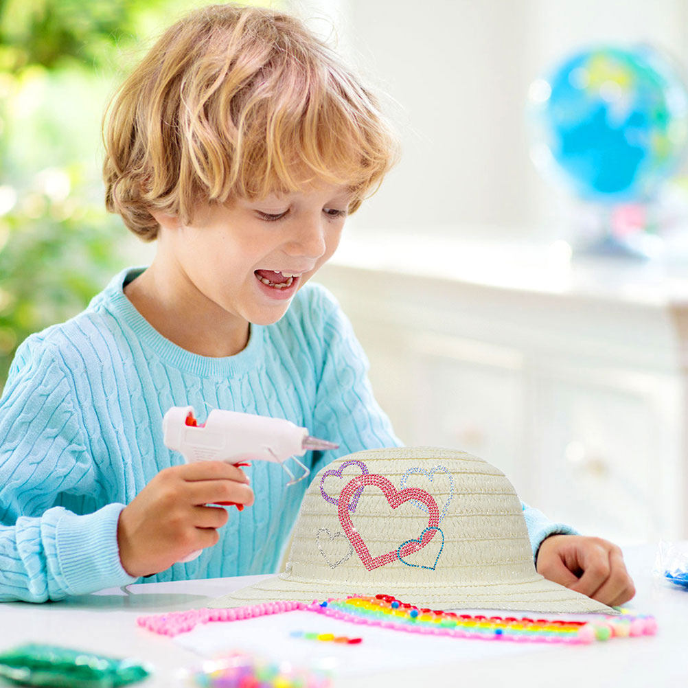 8Pcs White DIY Kids Straw Hats - огляд і ціна Art Craft Kids