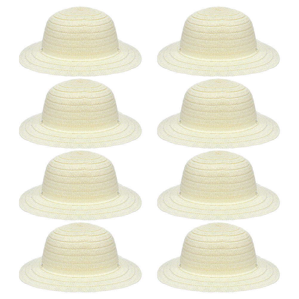 8Pcs White DIY Kids Straw Hats - огляд і ціна Art Craft Kids