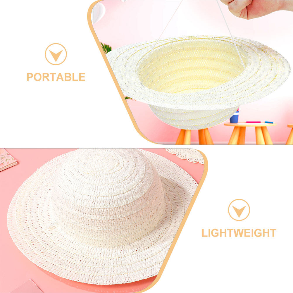 8Pcs White DIY Kids Straw Hats - огляд і ціна Art Craft Kids