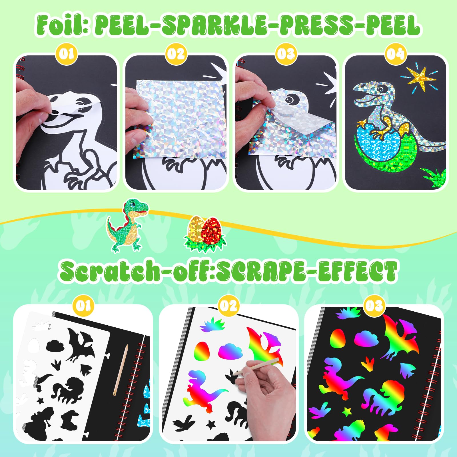 Dinosaur Scratch Art Book for  - огляд і ціна Art Craft Kits For Kids