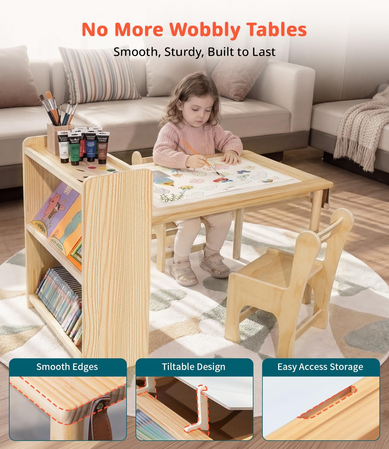 Kids Wooden Art Table 2 Chair  - огляд і ціна Art Craft Toddlers