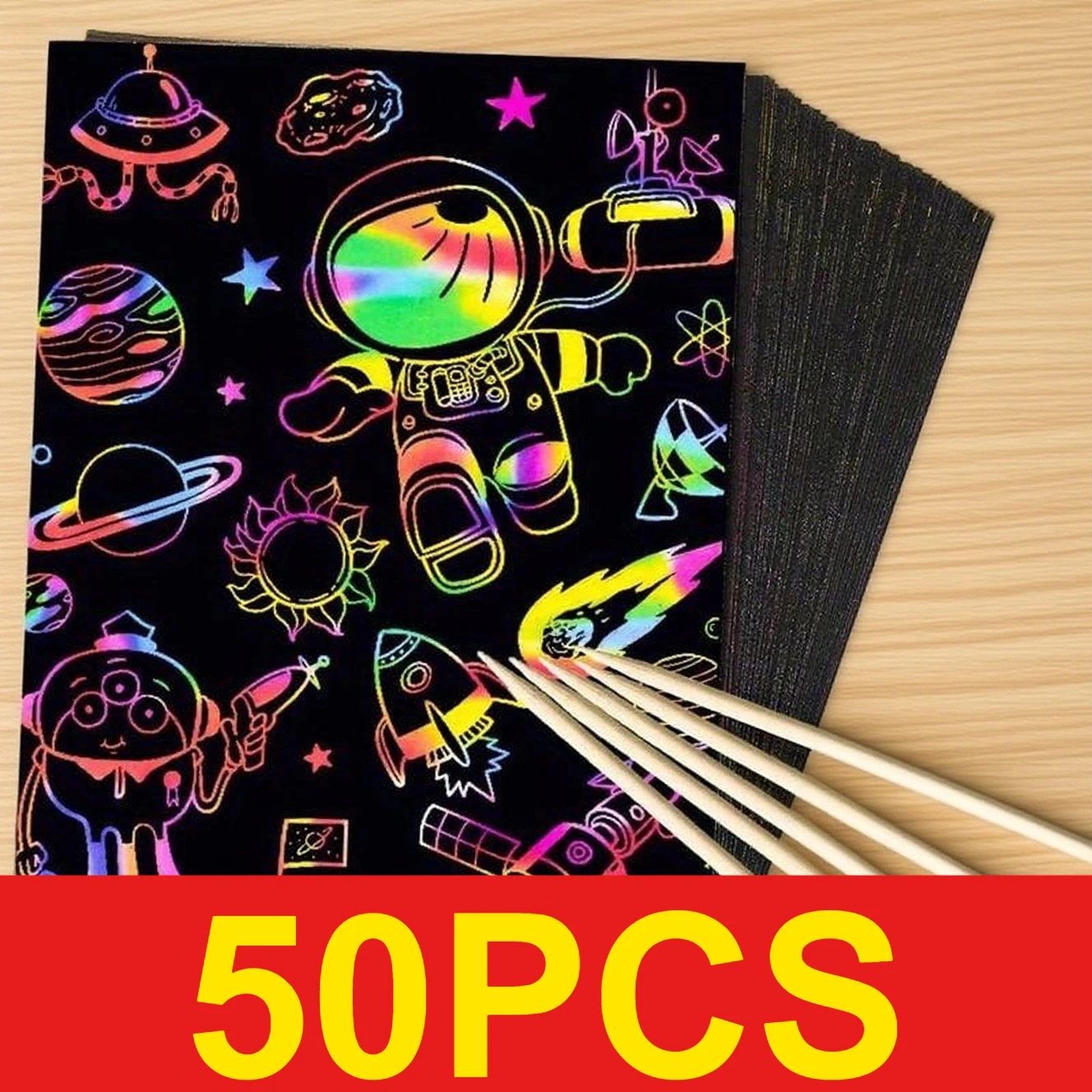 50 pcs Scratch Paper Kids Rain - огляд і ціна Art Craft Kits For Kids