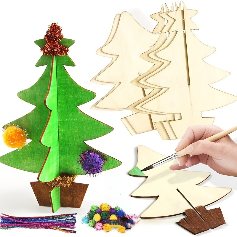 70pcs, DIY Wooden Christmas Tr - огляд і ціна Art Craft Event