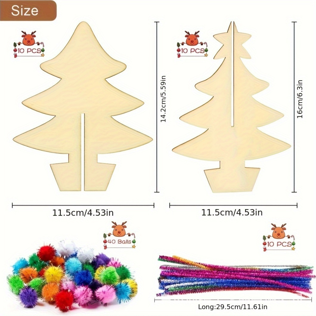 70pcs, DIY Wooden Christmas Tr - огляд і ціна Art Craft Event